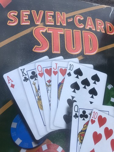 Metal Sign, Mike Patrick, Poker, “Seven-Card Stud”, 17in by 12in