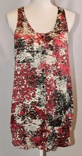 COLLECTIVE CONCEPTS Silky Button Down Sleeveless Top Tunic Floral Camo SZ S NWOT