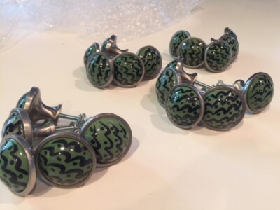 Cabinet door knobs painted sage green & black on brushed nickel base | eBay Cabinet door knobs painted sage green & black on brushed nickel base | eBay