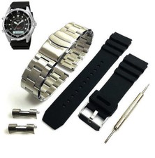 Steel  Silicone Replacement Watch Band Fits Casio AMW-320 AMW320R-1EV