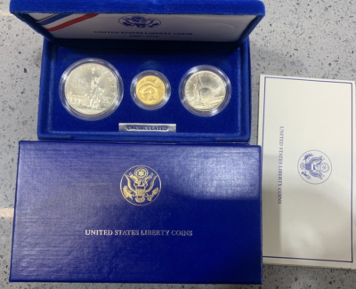 GOLD COIN United States Liberty Coins 1886 - 1986 Three-Coin Proof