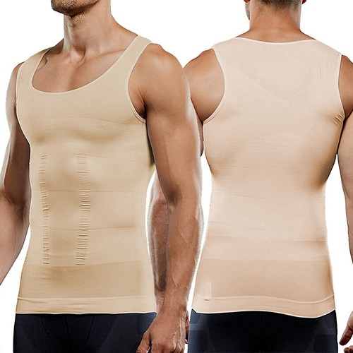 Gynecomastia Men Compression Shirt White Tank Top Body Shaper Fajas Para Hombres - Picture 21 of 43