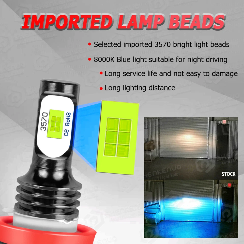 For CADILLAC CTS 2008-2014 4X LED Headlight Bulbs 8000K Kit High Low Beam Blue - Image 3 of 4