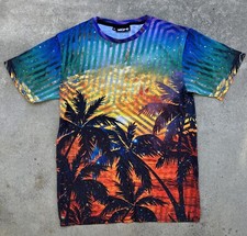 iEDM AOP T Shirt Trippy Rave Colorful Tropical Space Stars Graphic M Made In USA