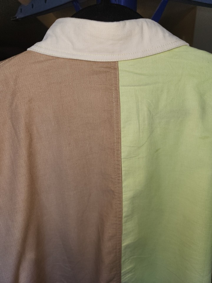 Easel Women's Lime/Khaki/Cream Cordoroy Shirt/Shacket NWT Size Large
