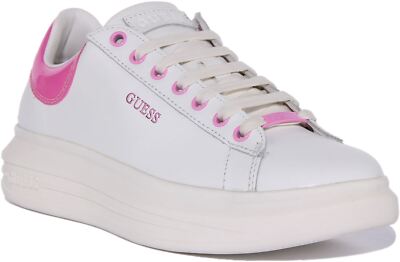 Guess Fl5Viblea12 Vibo Womens Leather Blend Sneaker In White