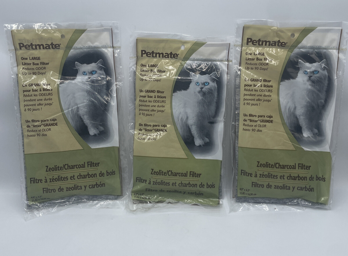 Lot of 3 Petmate Zeolite/ Charcoal Basic Hooded Litter Pan Filter Large