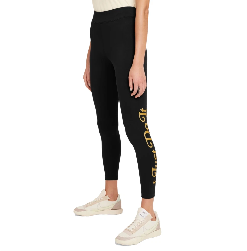 Nike Women's Black Gold Just Do It High Rise Leggings Size Medium RRP  £44.99