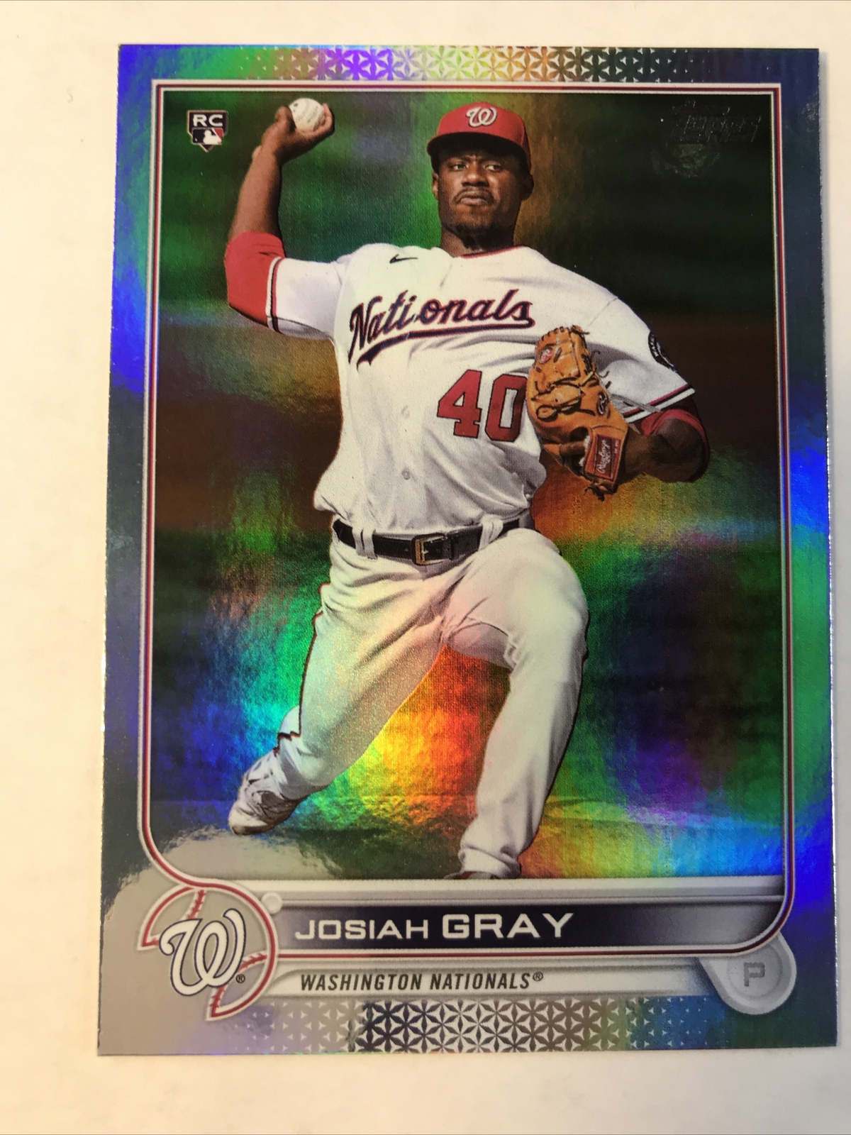 Josiah Gray Rainbow Foil Rookie 2022 Topps Series 1 #43 Washington Nationals RC