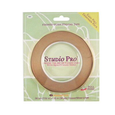 Studio Pro 7/32''x 36 Yds.Copper Foil Silver Back Tape for Glass