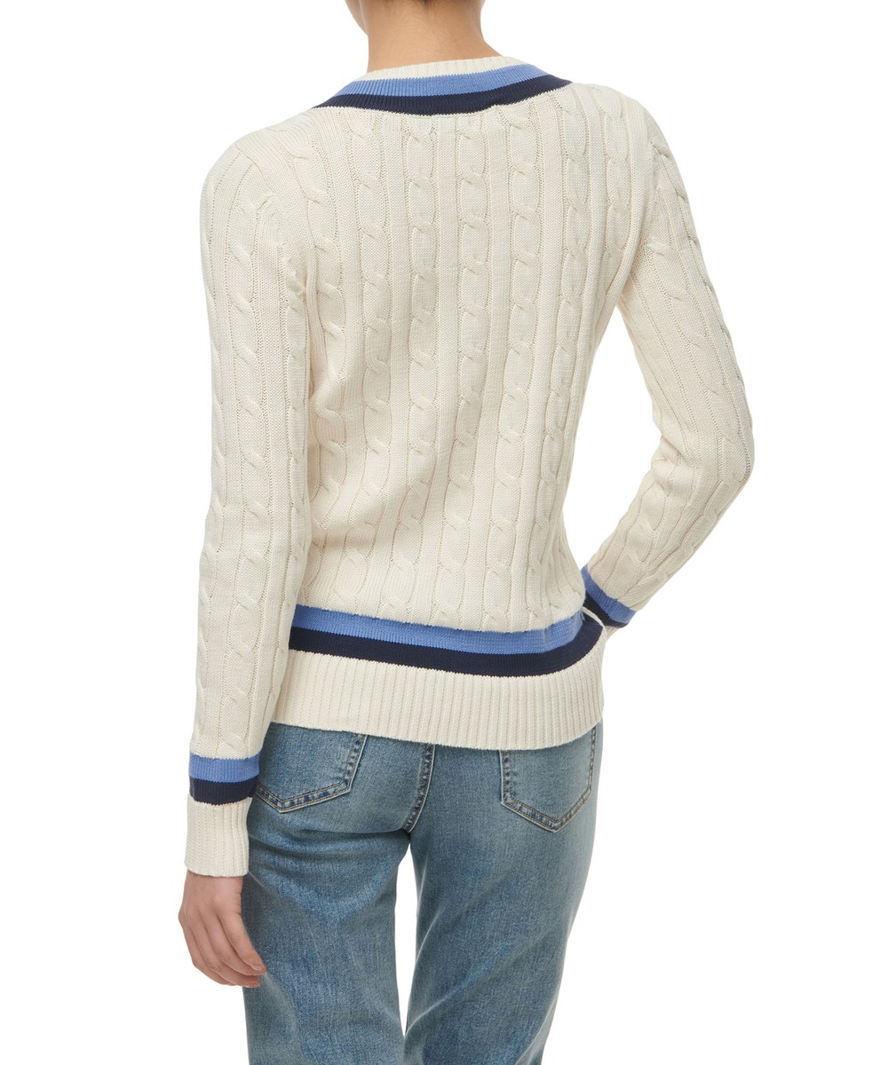 売れ筋商品|||ラルフローレン ニット&セーター アウター レディース Women's Cable-Knit Cotton Cricket Sweater Cream/Navy Stripe Polo Ralph Lauren Women's Cable-Knit Cotton Cricket Sweater