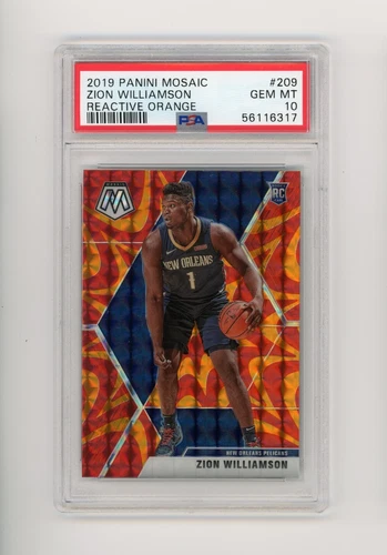 2019-20 Panini Mosaic Zion Williamson #209 Reactive Orange RC Rookie PSA 10 GEM