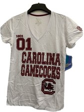 South Carolina Gamecocks NCAA Ladies V-Neck White Rhinestone Shirt Medium
