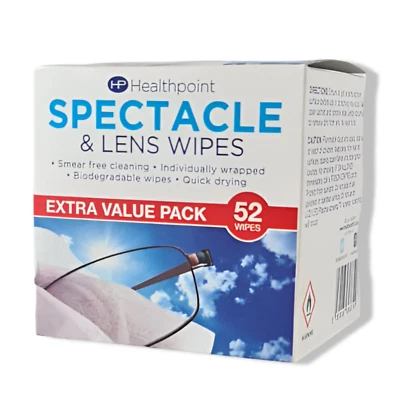 HEALTHPOINT Optical Lens Wipes Glasses Sunglasses Smear-Free Spectacle Deep Cleaner Pack 52