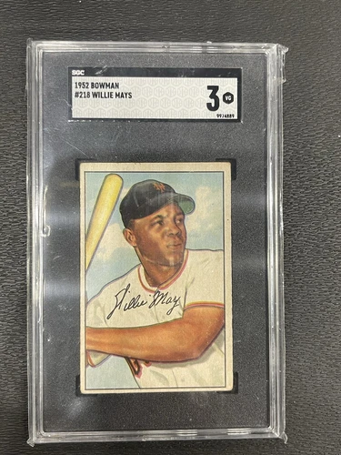 1952 Bowman #218 Willie Mays NEW SLAB Beautiful Coloring & Corners! SGC 3