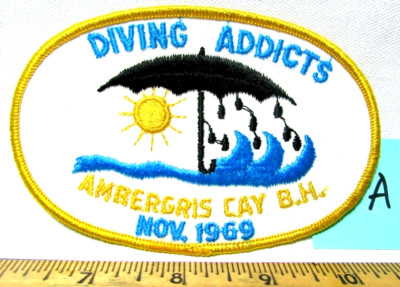 Vintage Scuba Diving Addicts Club 1969 Jacket Patch Ambergris Cay B H Belize A