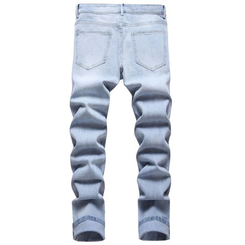 Moda Para hombres Jeans Elastizados Calce Ajustado Pantalones Informales Largos Estampados Denim Pantalones - Imagen 20 de 38