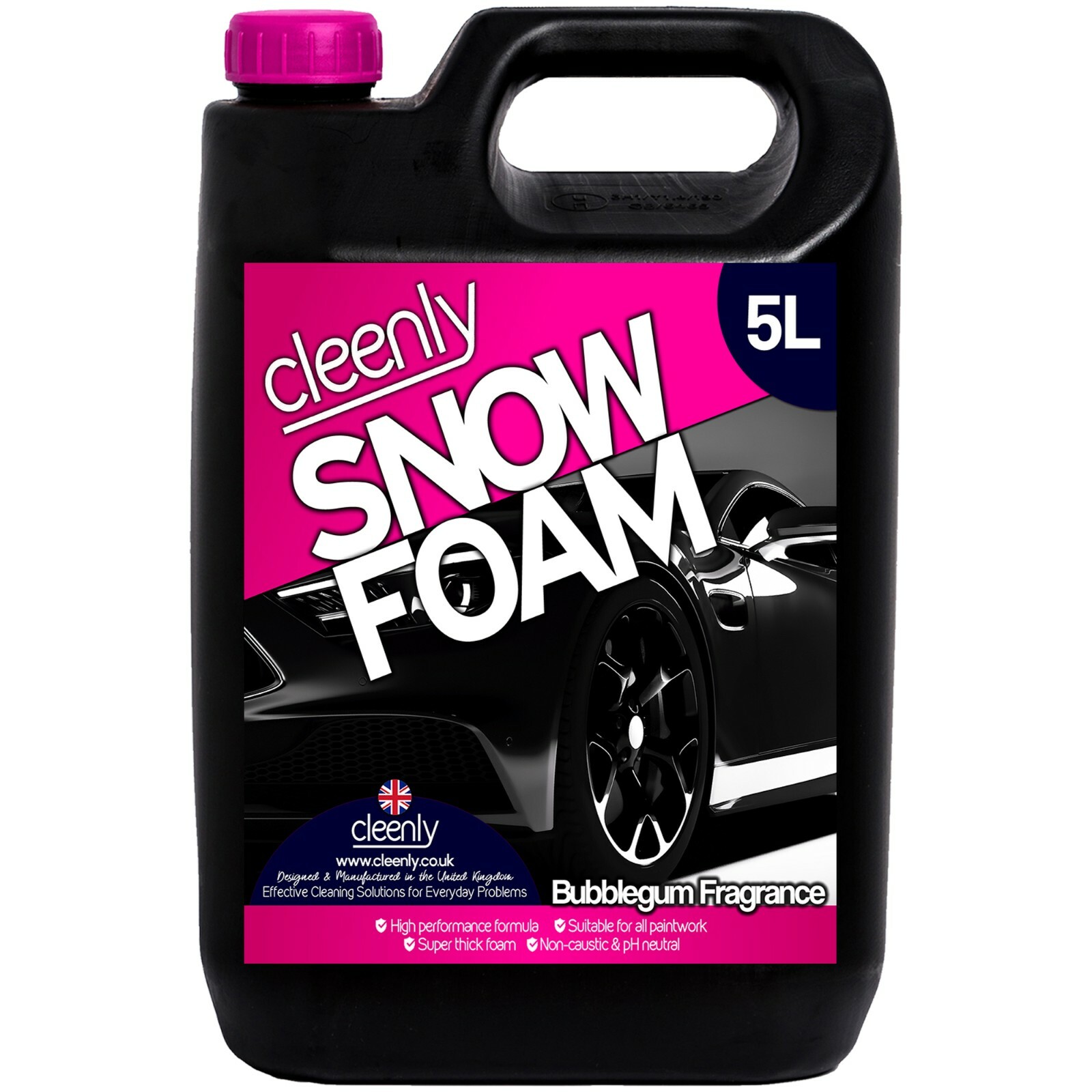 Cleenly Snow Foam Car Shampoo pH Neutral Wash Care Vehicle Soap Buublegum 5L