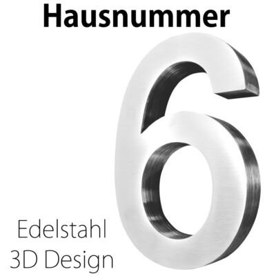 Edelstahl Hausnummer 20 cm Hausnummernschild Hausnummer 6 Schild Gross 3D V2Aox