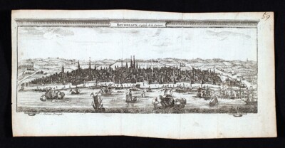 c 1650 Matthaus MERIAN Antique Print Bourdeau Garonne France Panoramic View Map