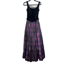 Vtg Scott McClintock Sz 4 Plaid Black Velvet Top Basque Bodice Whimsigoth
