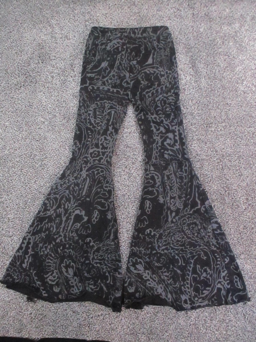 We The Free Jeans Womens 24 Black Super Flare Bell Bottom Paisley