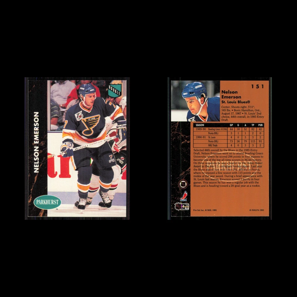 Nelson Emerson #151 1991 Parkhurst St. Louis Blues Hockey Card NHL NM - Image 3 of 3