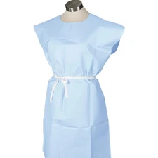 Blue Disposable Medical Gowns Open Back Waist Tie Short Sleeve Pack Of 50