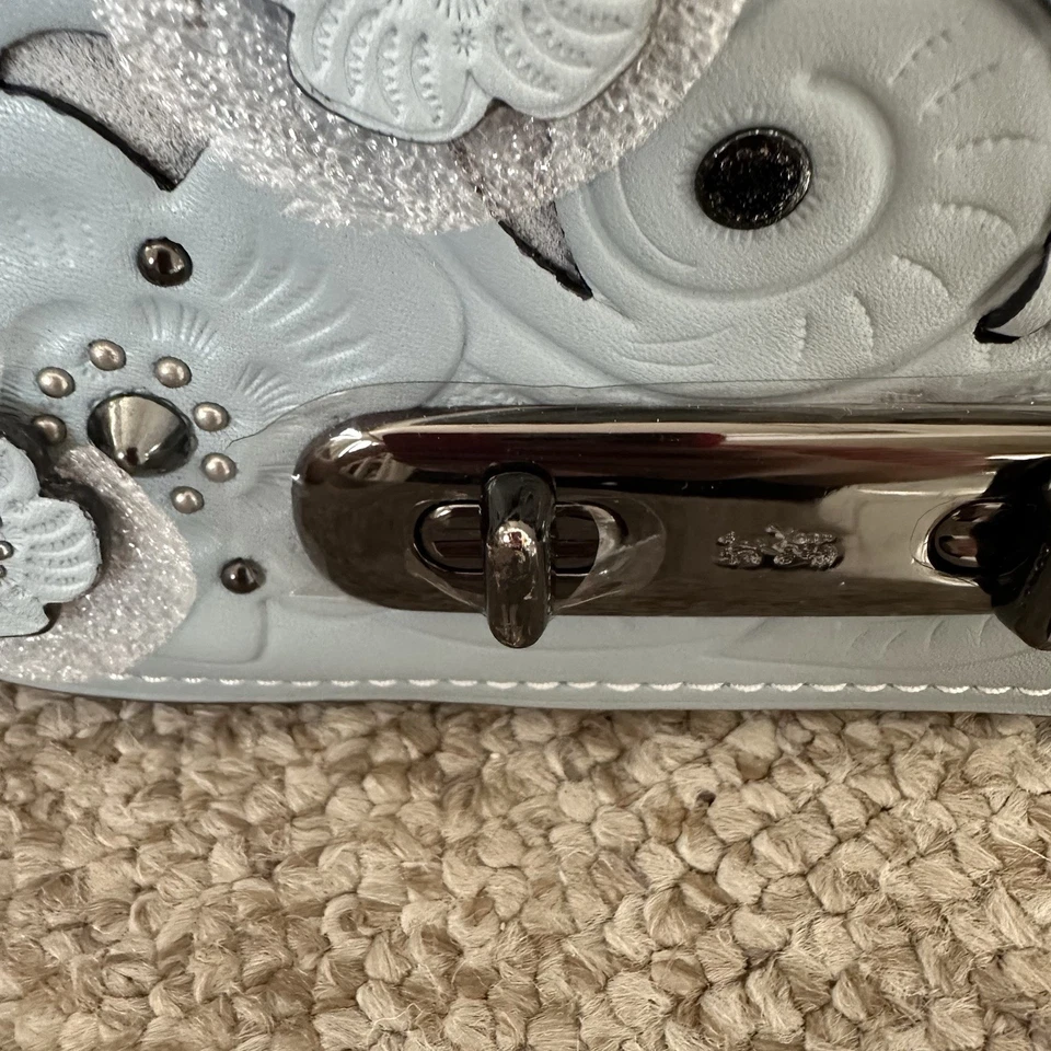 Coach Swagger 20 Tea Rose Bolso de Hombro 2 Vías Azul Floral Femenino NUEVO  Foto 3 de 4