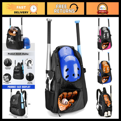 Youth Baseball & Softball Backpack, Breathable T-Ball Gear Bag for Kids