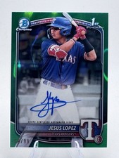 JESUS LOPEZ 2025 Bowman 1st Autograph Auto Green Refractor #/99 - RANGERS RC SP