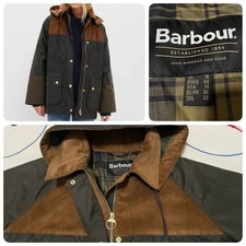 Womens Barbour Imelda Waxed Jacket Barn Coat Hooded Olive UK 18 / US 14 2XL $630