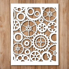 1 Pc Gear Stencil - Steampunk Gears Inspirational Street 8.5x11 inches, white