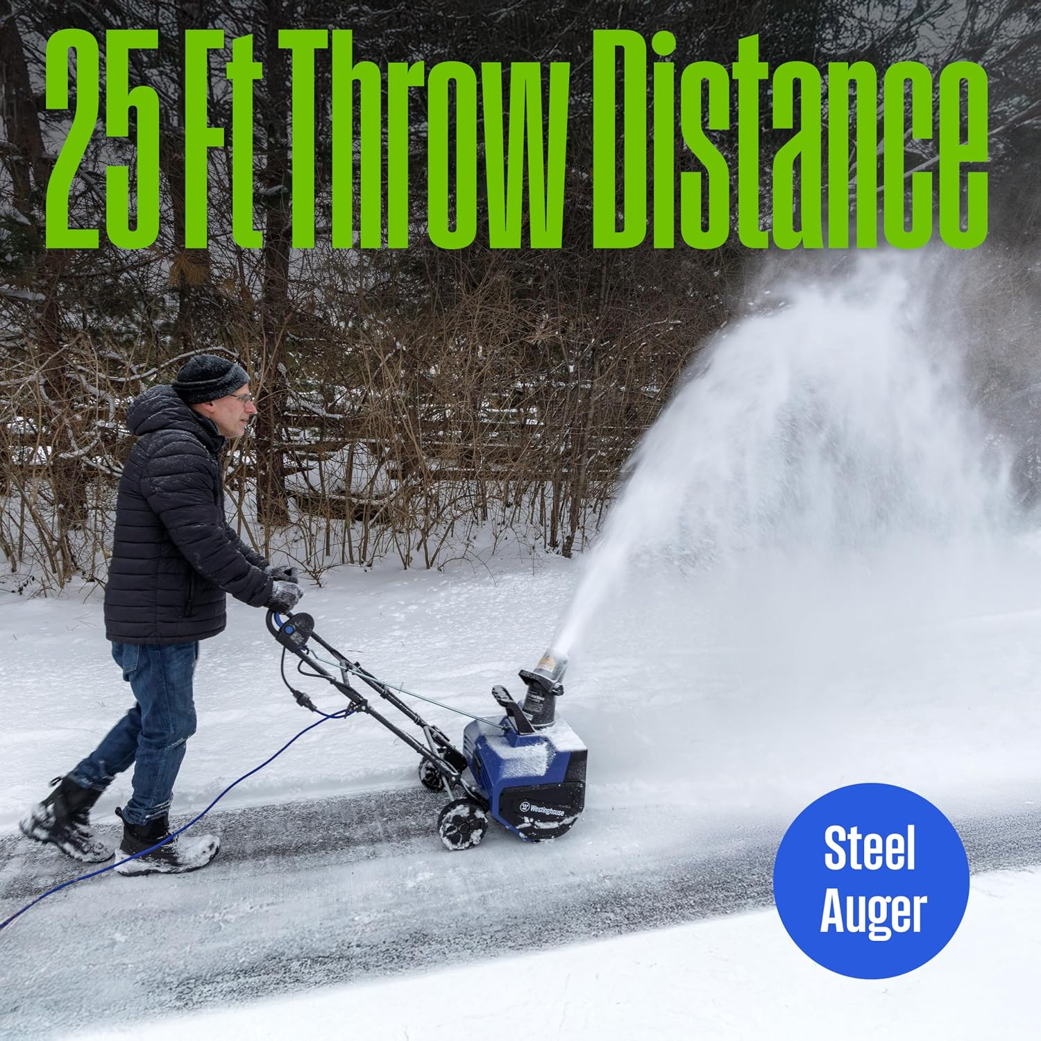 Led Signage Steel Westinghouse WSnow22 Corded Snow Blower 22 Inch Steel Auger Dual LED ...