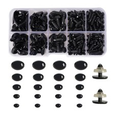 Zhbrchz 272pcs Plastic Safety Eyes and Noses with Washers for Crocheting black