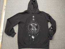 Harry Potter Hoodie Mens Large H M Hogwarts Crest Pullover Spell Out Stains