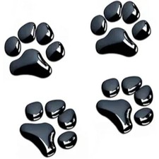4PCS Black 3D Chrome Dog Paw Footprint Sticker Decal Auto Car Emblem Decal Black