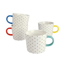Set of 4 Oogle Polka Dot Mug 13 fl oz, Assorted Bright Color Handle Set of 4