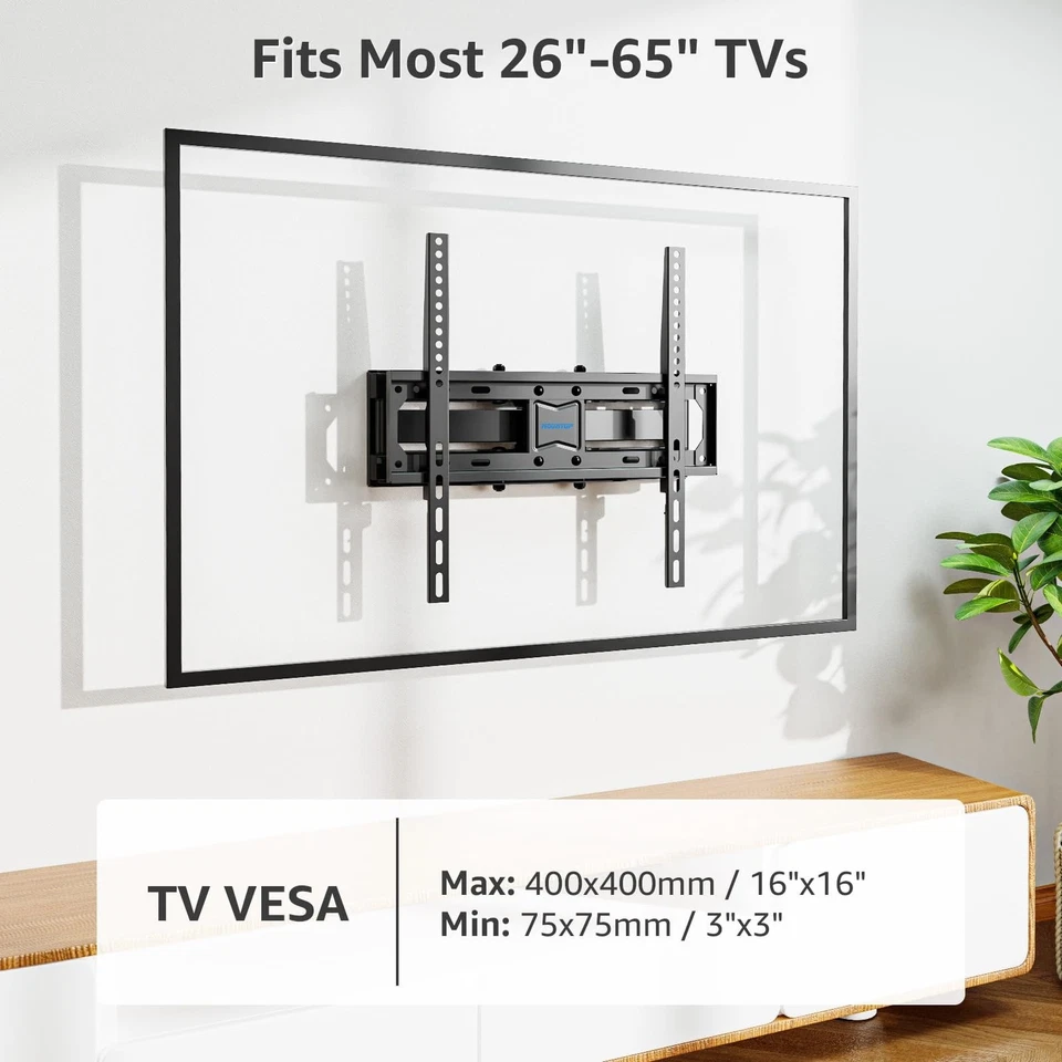 Montaje en pared para TV listado por UL, montaje de TV de movimiento completo para la mayoría de 26-65 pulgadas Fla... Foto 3 de 4