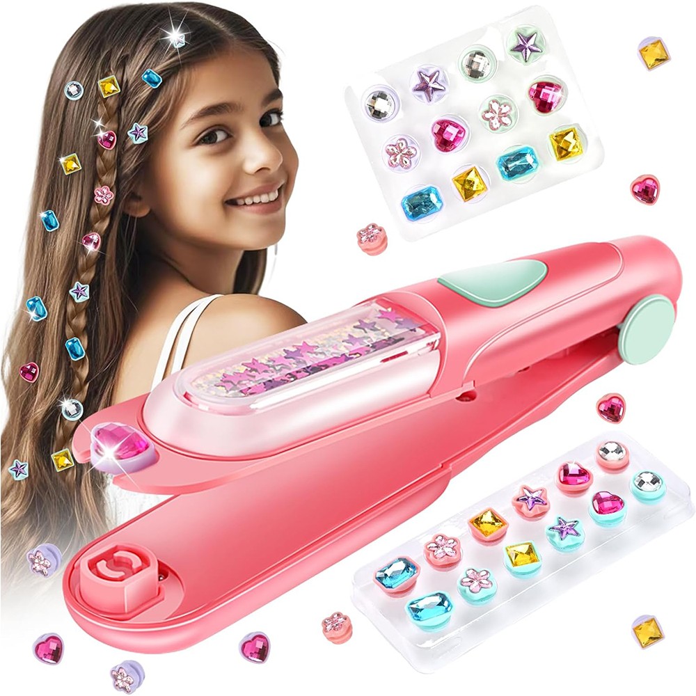 Girls Hair Gem Stamper Kit Bling Hair Jewels with Reusable Shining Diamonds Gift