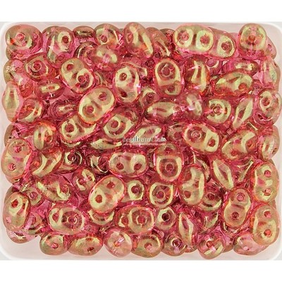 Czech SuperDuo 2-Hole Beads, Crystal Red LUSTER 2.5x5mm ~ 20 Grams