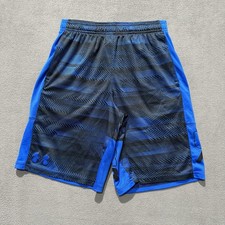 Under Armour Boys' Stunt Shorts Youth Medium Blue Striped Active Performance GUC