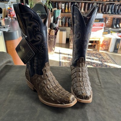 El Dorado Men's - Brown American Alligator Exotic Western Boots- Square Toe 7D
