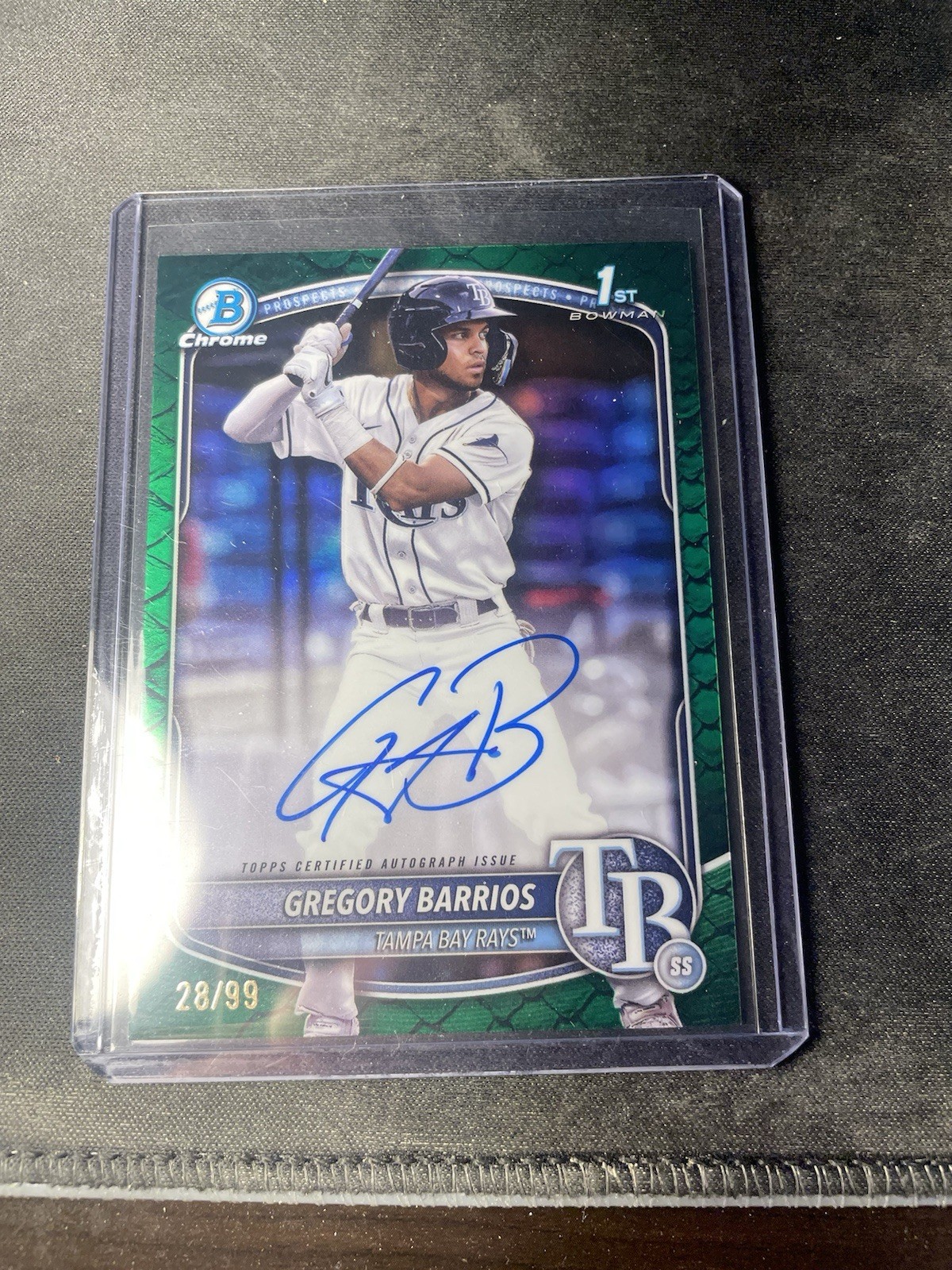 2025 Bowman - Gregory Barrios 1st Bowman Chrome Green Reptilian Auto /99