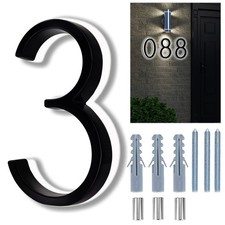 Backlit LED Home Address Numbers, 8 Inch House Numbers, Stainless Steel Hand-...