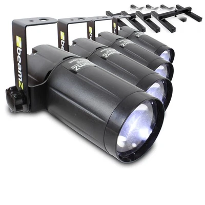 Beamz Pinspot White LED Disco Party DJ Spot Lights + Disco Lighting Floor Stands - Image 1 of 3