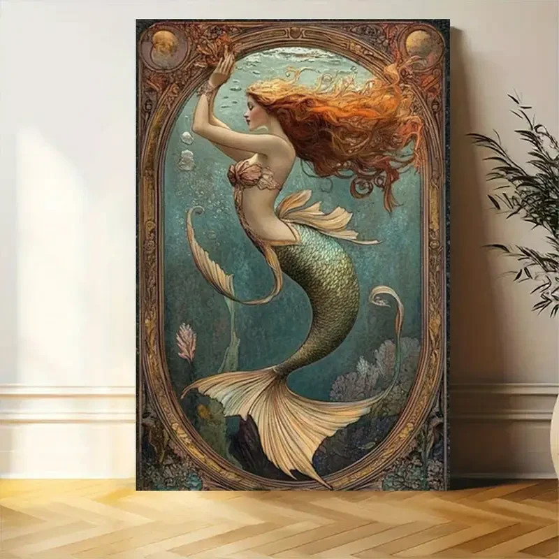 Graceful Mermaid Vivid Underwater Perfect Portrait Home Décor Wall Print Art
