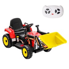Kids Electric Ride On Excavator 12V Battery Powered Loader with LED Light Red