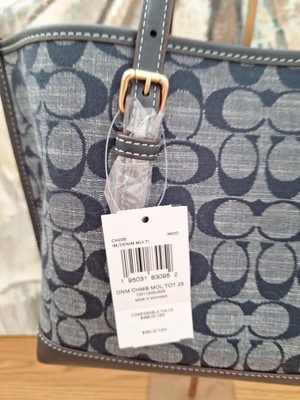 NEW COACH MOLLIE TOTE 25 IN SIGNATURE CHAMBRAY (CH228)GOLD/DENIM