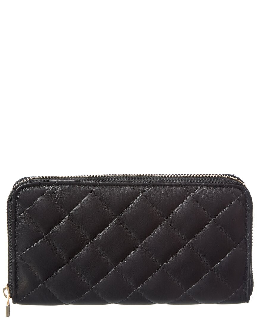 Persaman New York Quincy Quilted Leather Wallet Women's Black